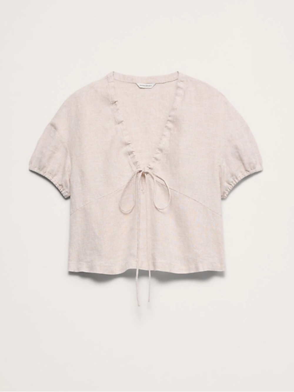 Banana Republic tie front v neck top short sleeve blouse top NWOT cream tan